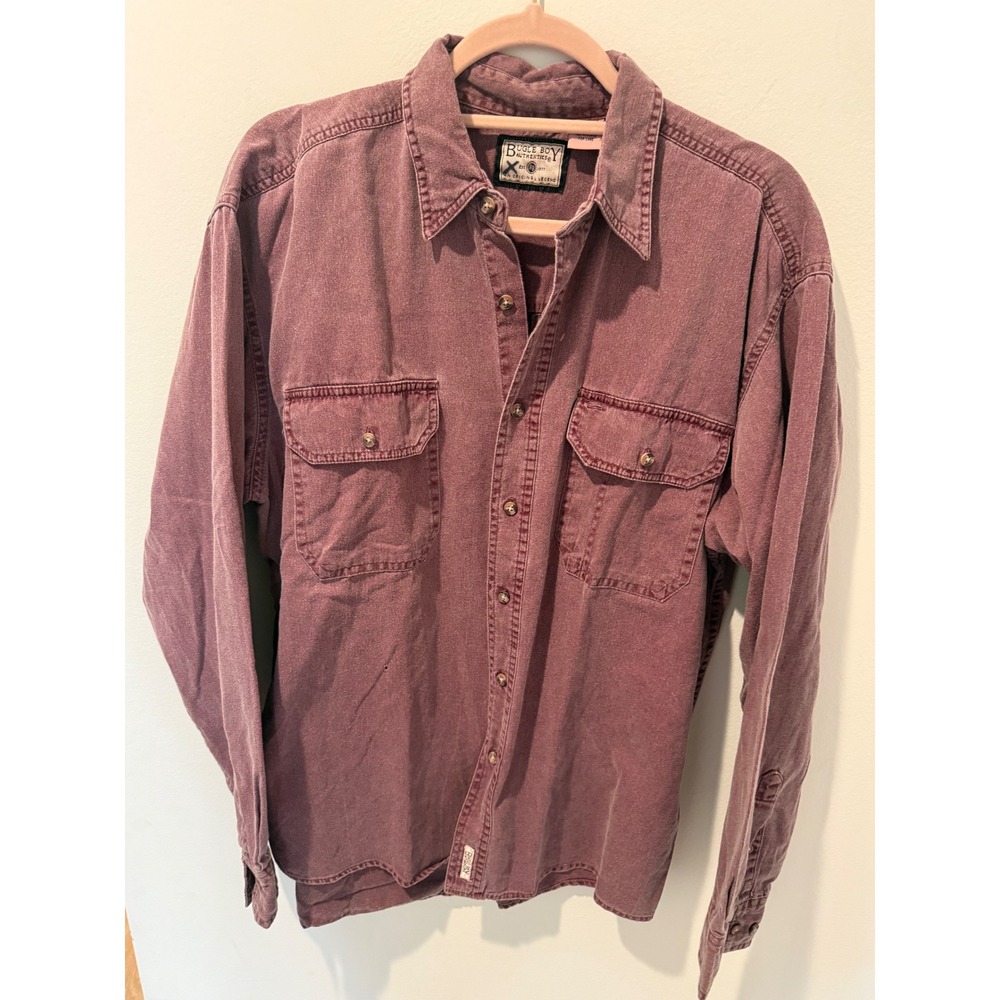 Vintage 90s Bugle Boy Authentics Faded Cotton Button Down Shirt